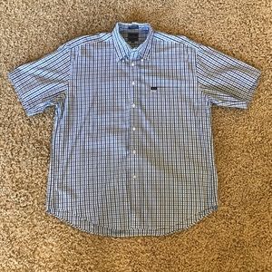 Men’s Faconnable blue & white plaid collared shirt